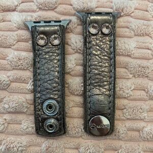Swivel Silver Leather Watch Band